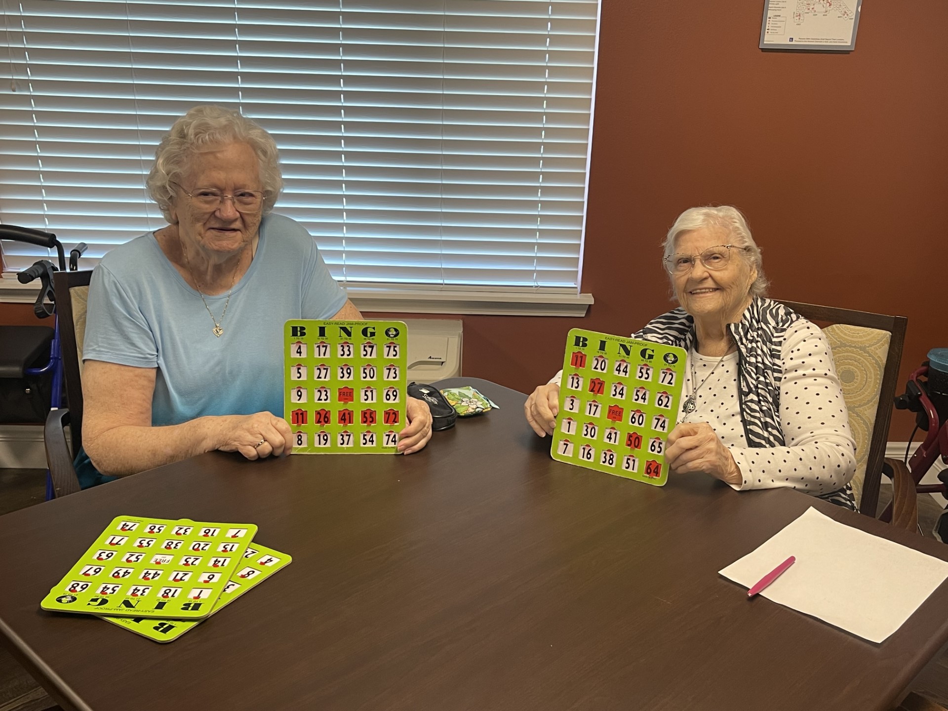 Residents playing Connect 4 Clovis